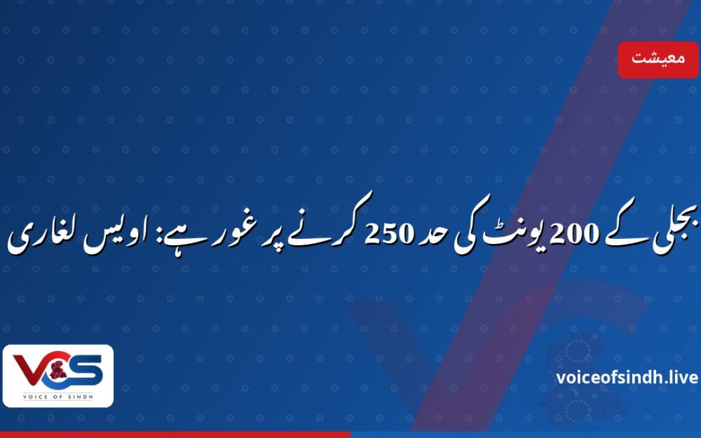 بجلی کے 200 یونٹ کی حد 250 کرنے پر غور ہے: اویس لغاری