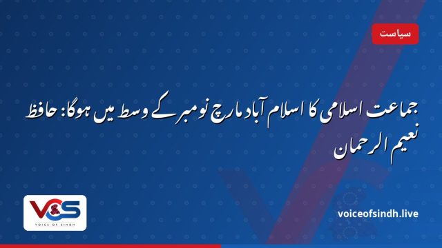 جماعت اسلامی کا اسلام آباد مارچ نومبر کے وسط میں ہوگا: حافظ نعیم الرحمان